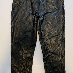 Abercrombie & Fitch The '90s Straight Vegan Leather Pants 33