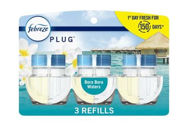 Febreze Plug In Air Freshener, Odor-Fighting Scented Oil Refill, Bora Bora Waters, 3 Refills