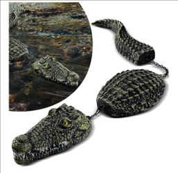 Floating Crocodile Sculpture, 3-Section Simulated Floating Alligator, Pond Floating Alligator Bait for Garden Pond Backyard Decoration (1-Pack)