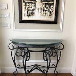Custom Glass & Iron Entry Table