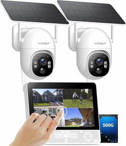 9SV-2 CAMS Solar Security Cameras Wireless System with 10" Touch Monitor, 4MP