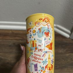 Starbucks Disney Parks California Adventure Yellow Ceramic Tumbler Mug 12 oz