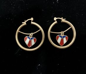 Puerto Rican Heart Hoop Earrings