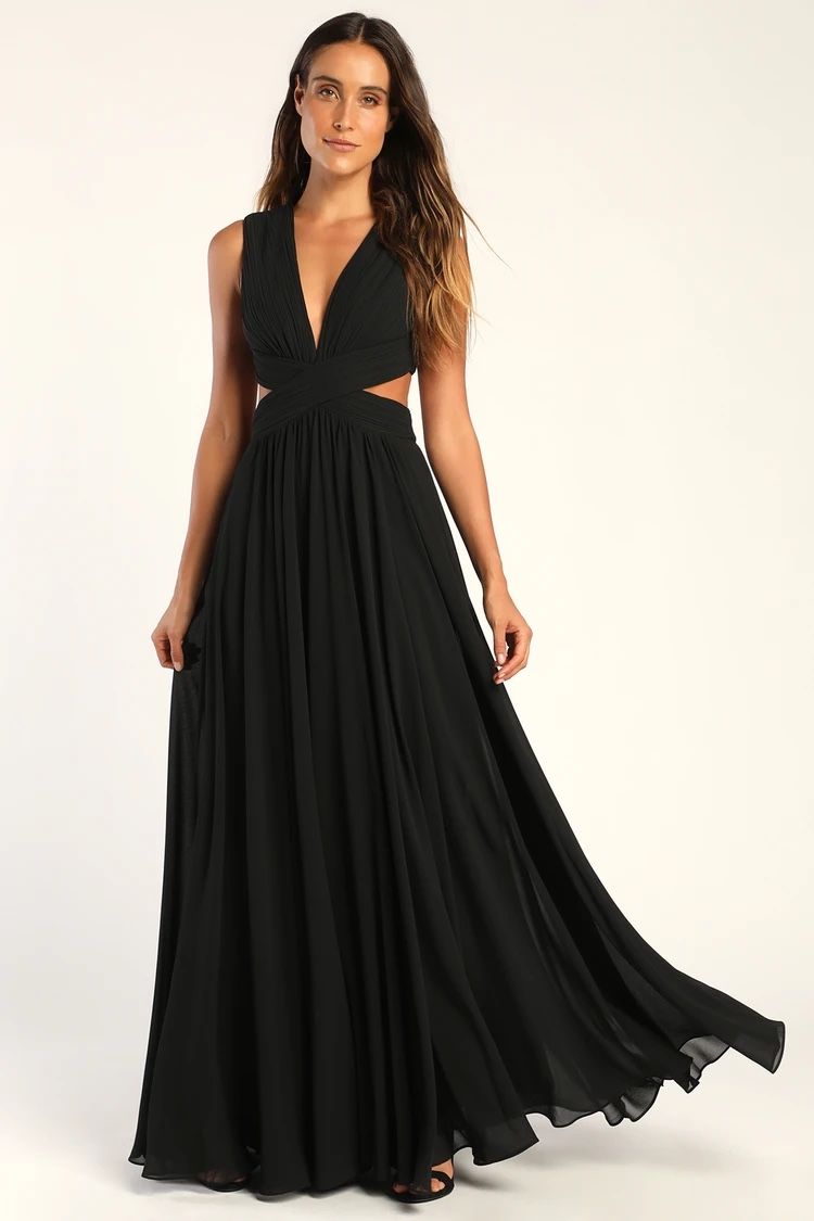 Lulus Vivid Imagination Black Cutout Maxi Dress