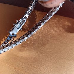 Stirling Silver Diamond Bracelet 