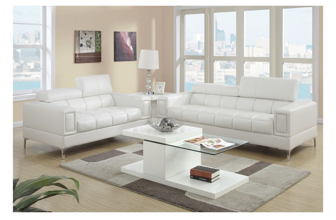 White Sofa And Love Seat Set (Free Delivery)
