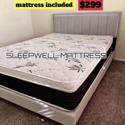 Queen Size Bed Frame With Pillow Top Mattress Included 
