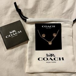 Brand New Rose Gold Coach Jewelry Set w/Dust Cover And Care Book