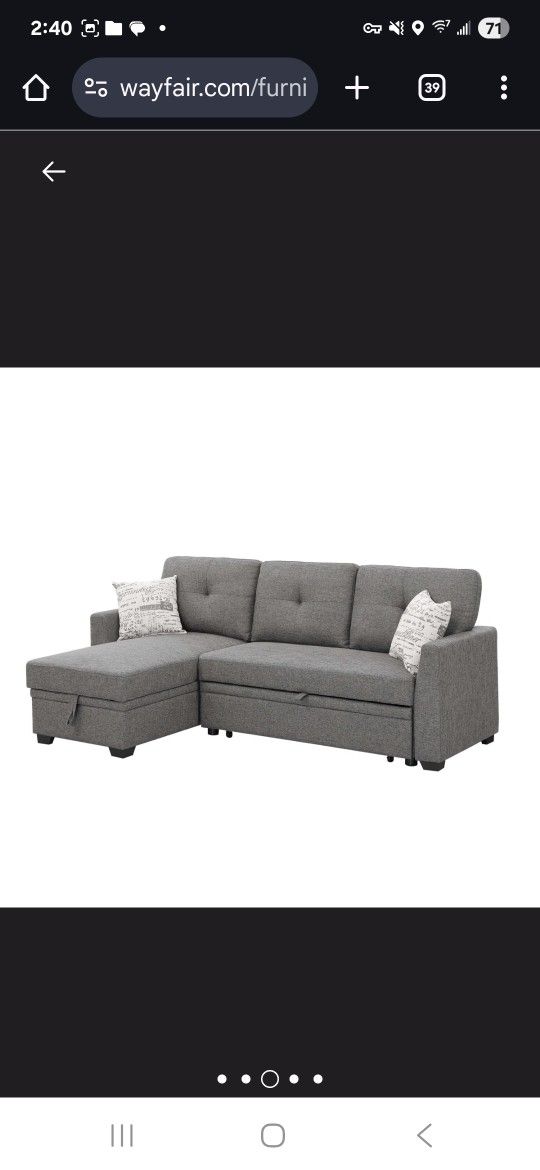 WayFair Sectional Couch With Pull Out Bed