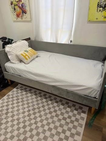 Grey velvet twin day bed