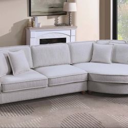 New Boucle Fabric Sectional Couch : Free Delivery 