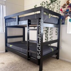 New Black Twin Bunk Bed With Mattresses 