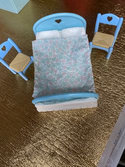 Fisher Price Mini Chairs And Blue Bed