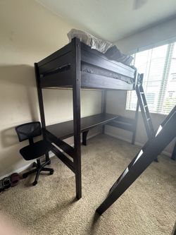Twin Loft Bed w/ Desk + Ladder 
