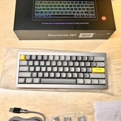 Keychron Q4 Wired Custom Mechanical Keyboard, QMK/VIA Programmable Macro, Full Aluminum, Hot-Swappable Gateron G Pro Blue Switch, 60% Layout Double Ga