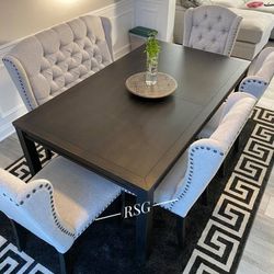 5 Piece Dining Table Set 🌟 Black Extension Dining Table And 4 Cushioned Chairs ⭐$39 Down Payment with Financing ⭐ 90 Days same as cash