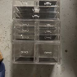 3 Stackable Makeup Storage Organizer Acrylic Clear 