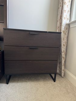 3-Drawer Dresser Dark Brown with Black Legs