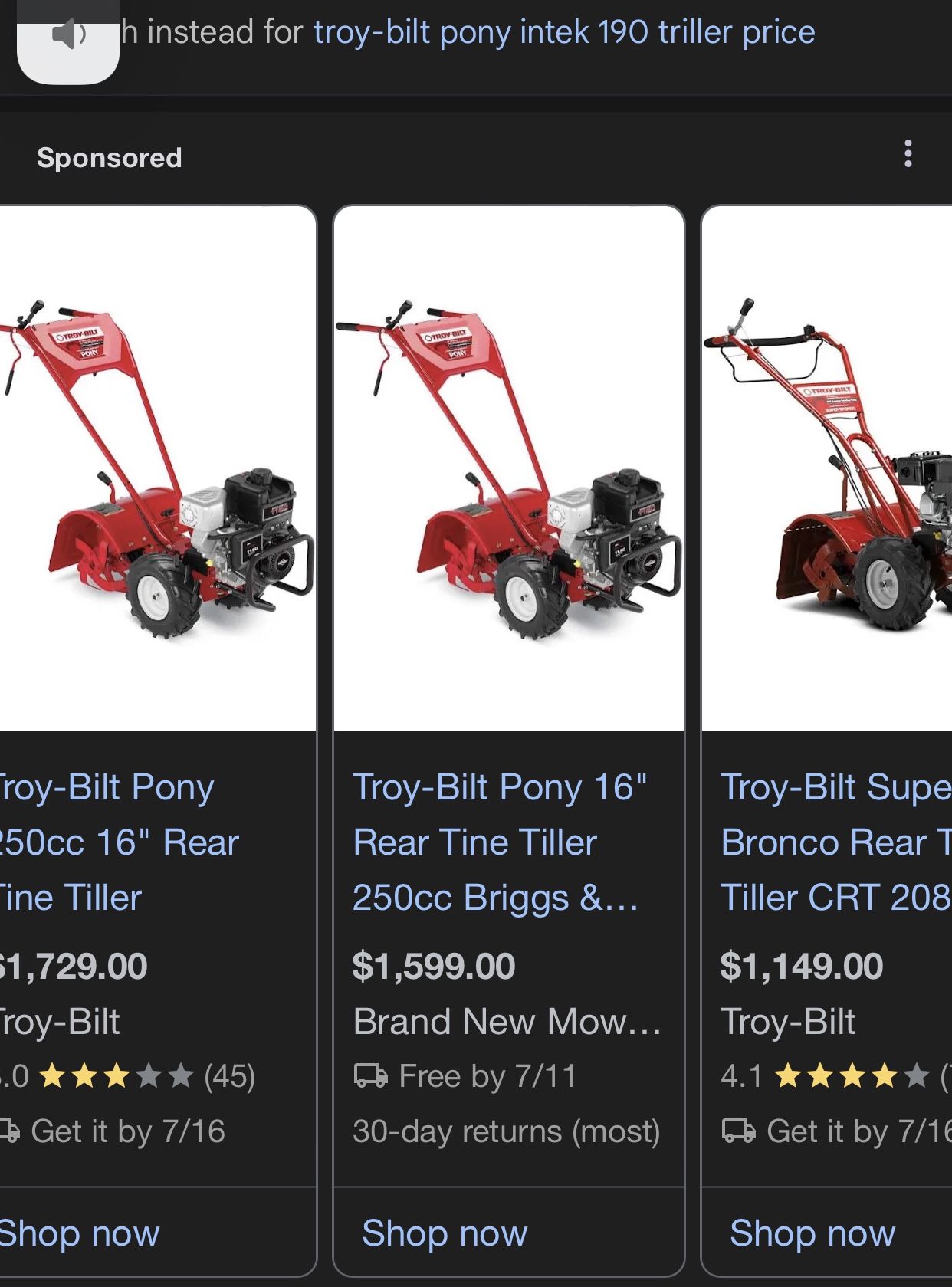 Troy-bilt Pony Intek 190 Triller