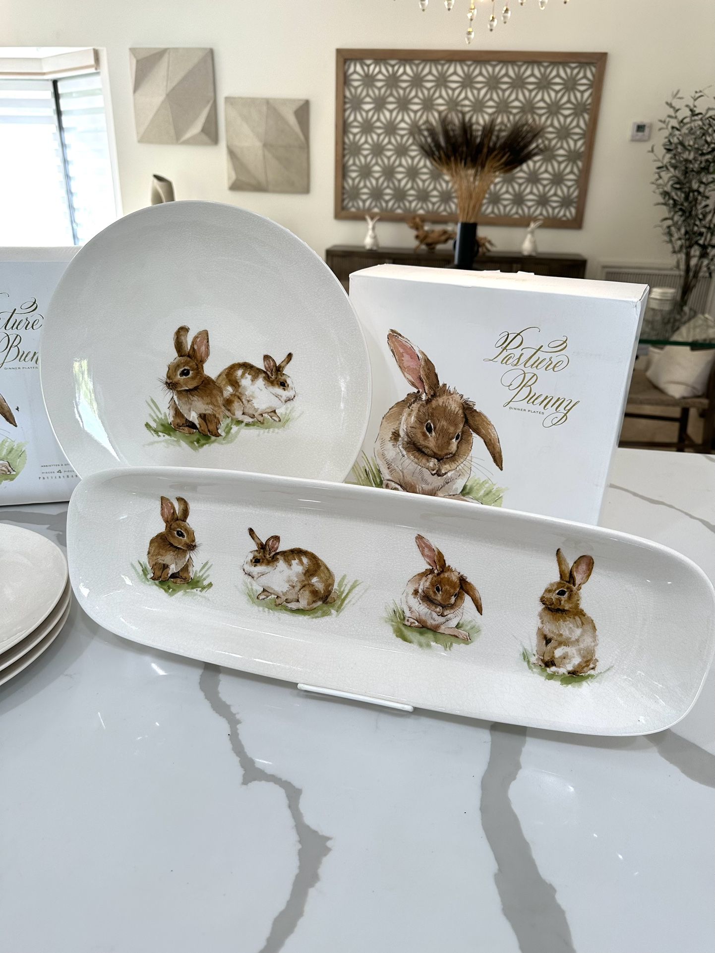 Pottery Barn EASTER Pasture Bunny Complete Set Plates Serving