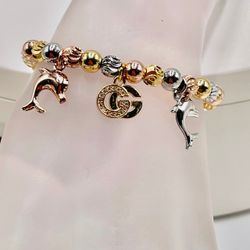 Pulsera Ajustable Chapado En Oró Italiano 18k/Bracelet Gold Plated 18k