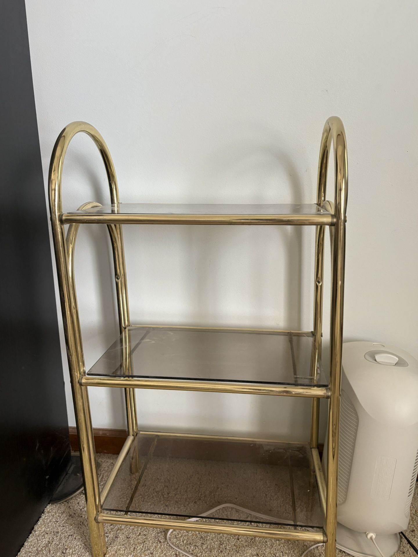 Rolling Brass + Glass Cart