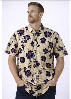 Mens NWT Hurley Floral Beach Short Sleeve Patio Button Up Casual Shirt