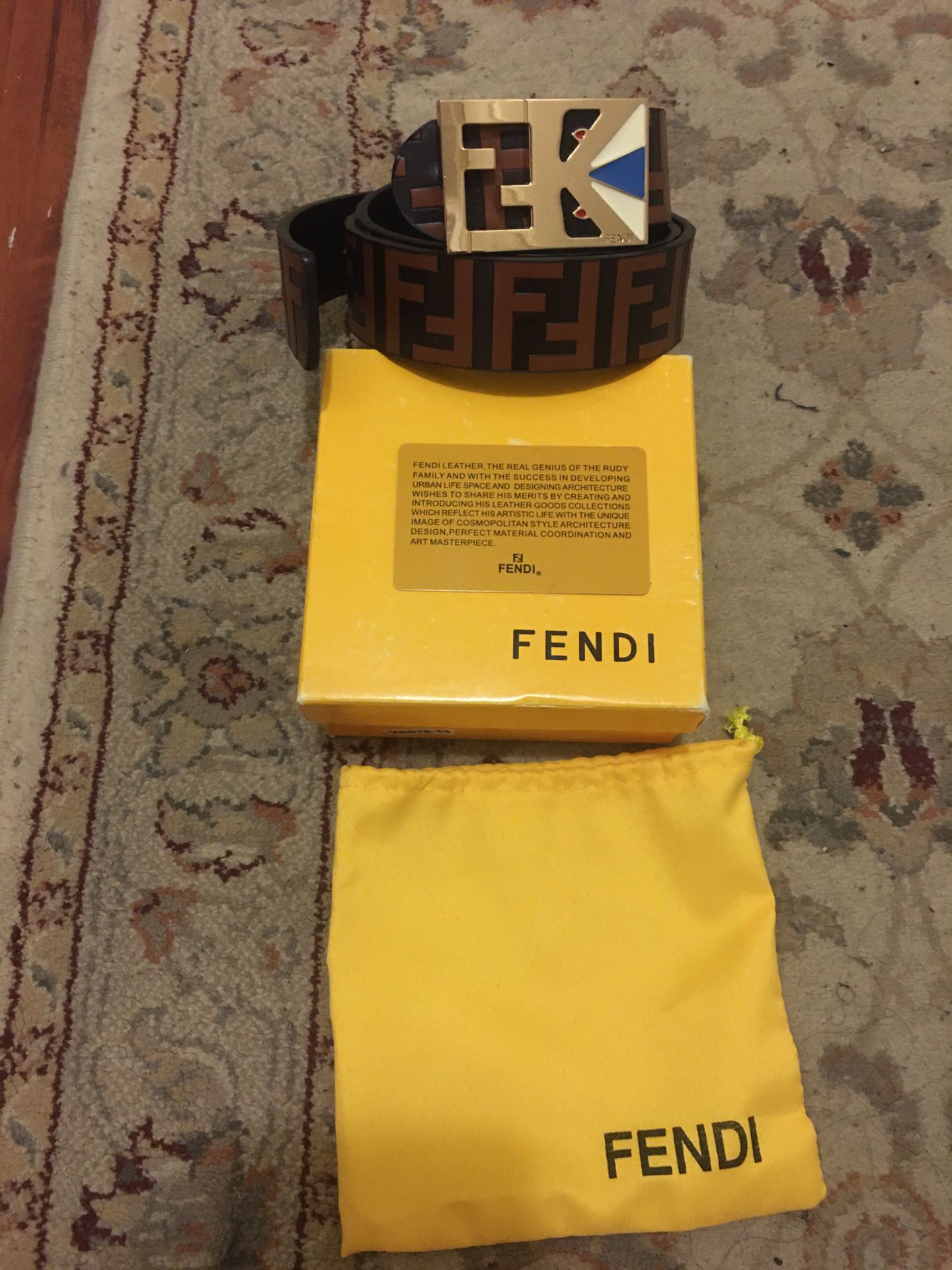 fendi belt with bag box and authentication card