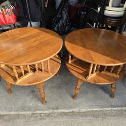 Ethan Allen Lazy Susan End Tables (set of 2)