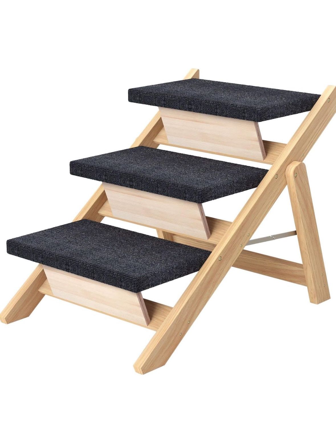 Pet Stairs/Steps, Medium Dogs Steps for High Beds, Sofa, Couch, Car, 2-in-1 Foldable Wood Dog Ramp with Non-Slip Pads, Safety, Durable Portable Dog/Ca
