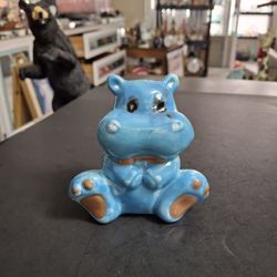 Happy Blue Ceramic Hippo Nursery Home Decor 4" X 4" SEE DESCRIPTION 