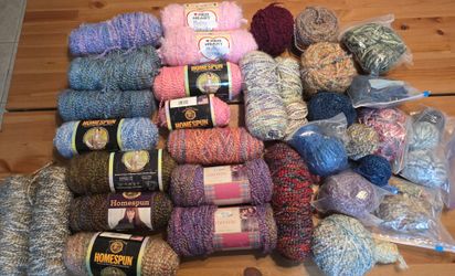 Large Lot of Mixed Yarn Skeins, Boulce