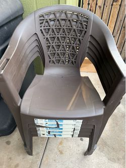 Set of 5 Brown Stackable Outdoor Patio Chairs