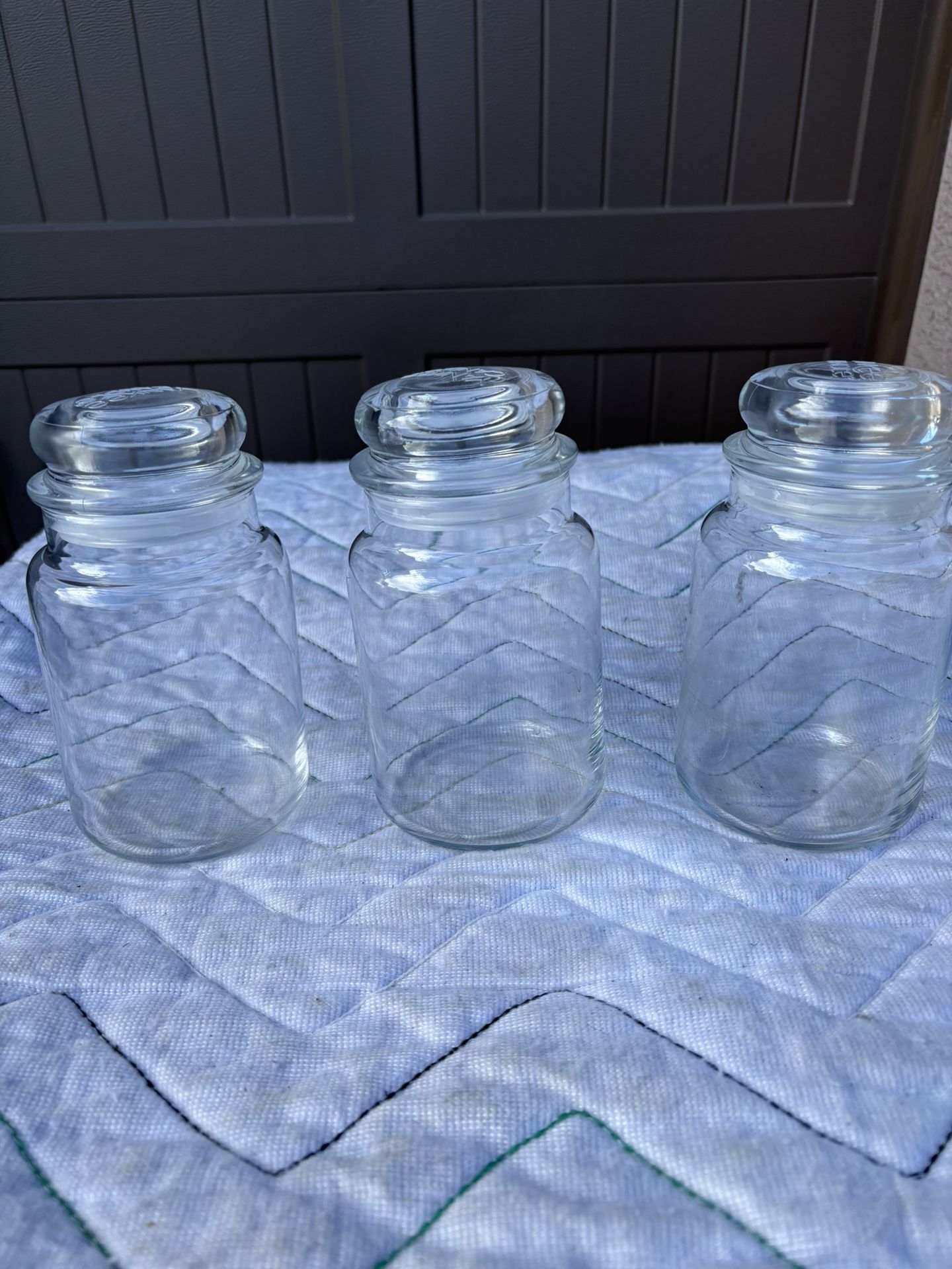 3 Glass Containers With Sealed Lids
