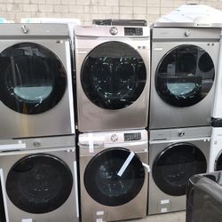 Samsung Set Front Load Washer And Gas  Dryer Champagne New 
