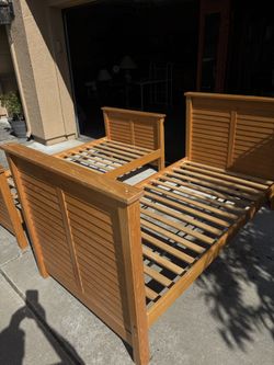 Bunk Bed or Set Of Two Twin Wood Bed Frame 