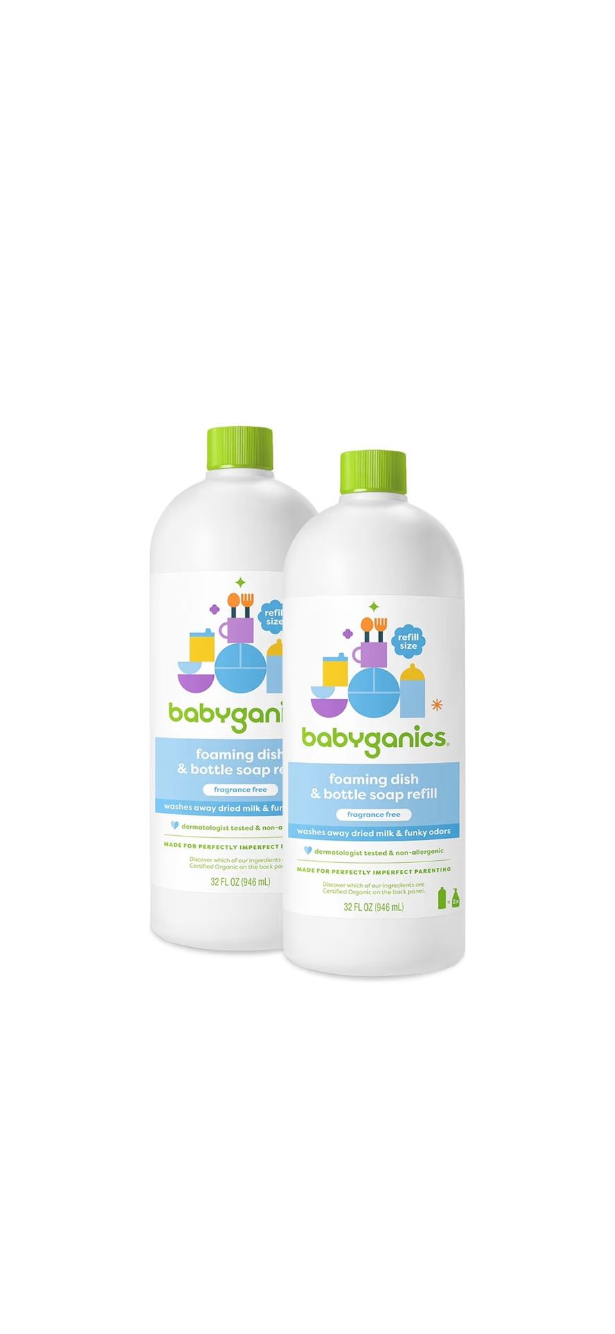 Babyganics Foaming Dish Bottle Soap Fragrance Free for Baby Bottle Essentials $14/both New Condition