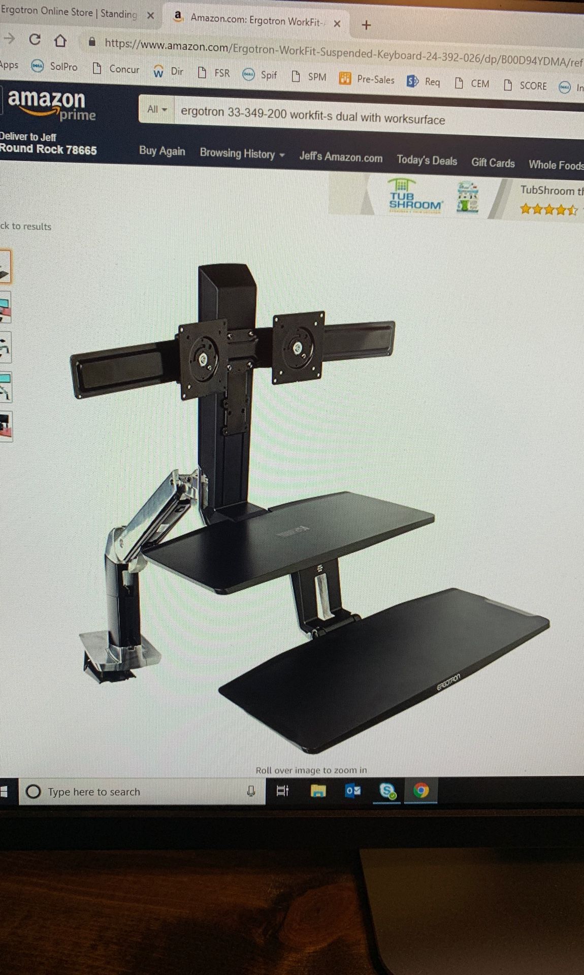 Ergotron Workfit sit/stand dual monitor stand