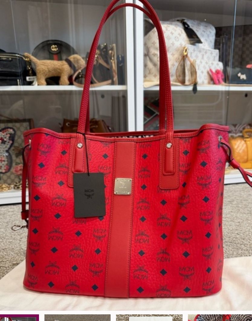 Large Reversible MCM Liz shopper Tote Bag