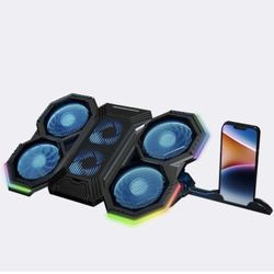 Laptop Cooling pad, 12 "-17" Gaming Laptop Cooling pad, with 6 Silent Fan, Colored LED Lights and 2 USB 2.0 Ports, Adjustable Stand Stand Height Angle