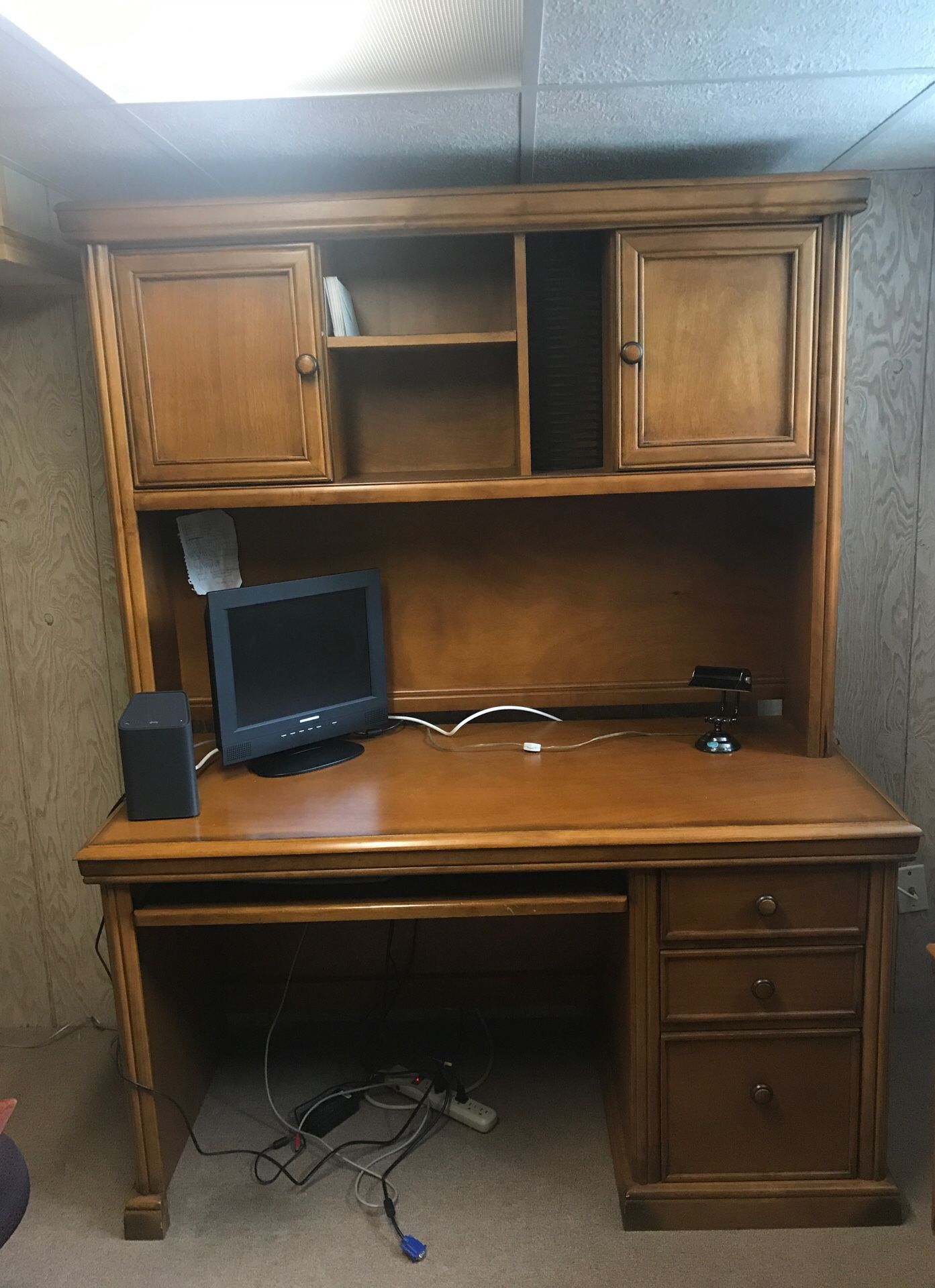 Desk with Hutch and filing cabinet