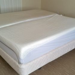 FREE DELIVERY: Electric Adjustable Bed, Dual Air Technology Mattress, Wooden King Size Headboard 