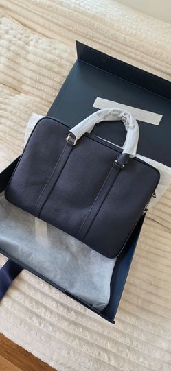 Genuine Leather Navy Blue Business Laptop Bag – New