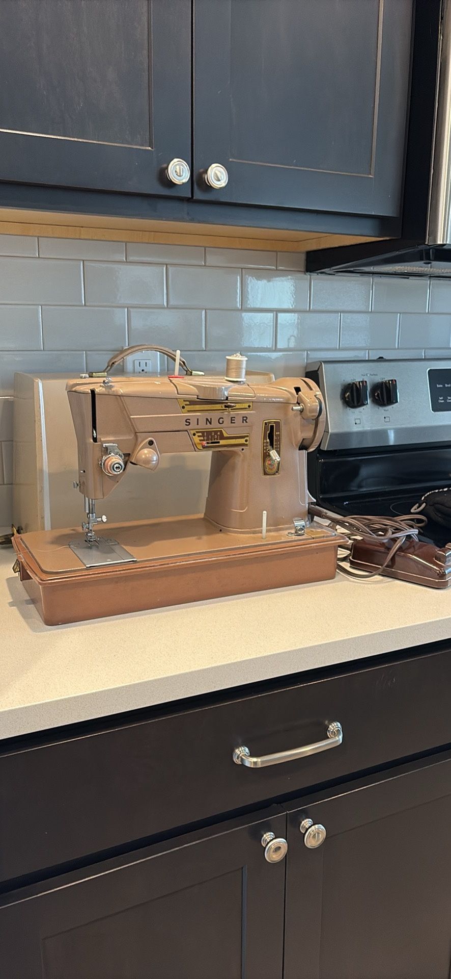Singer 328K vintage Sewing Machine, Used, works, with foot pedal