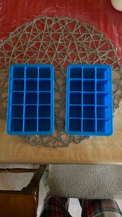 Set of 2 Blue Rubber Ice Trays (holds 15 cubes each)