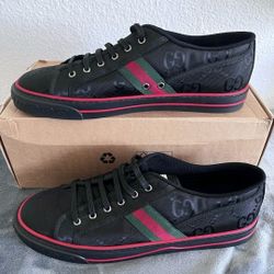 New Gucci Men's Tennis 1977 Off The Grid Low Blk Top Sneakers Size 13.5 US