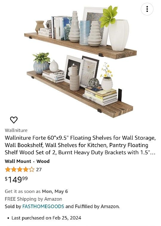 5 Foot Long Wood shelves