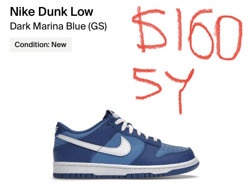 NIKE DUNK DARK MARINA BLUE 5Y - Main Image