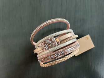 Brand new Rose Gold Multi-Strand Crystal Wrap Bracelet from The Buckle  magnetic closure