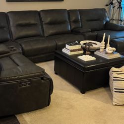 Leather Sectional Couch - With Chaise 